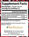 Organic Turmeric with Bioperine 650mg 60 Servings - No Turning Back Fitness